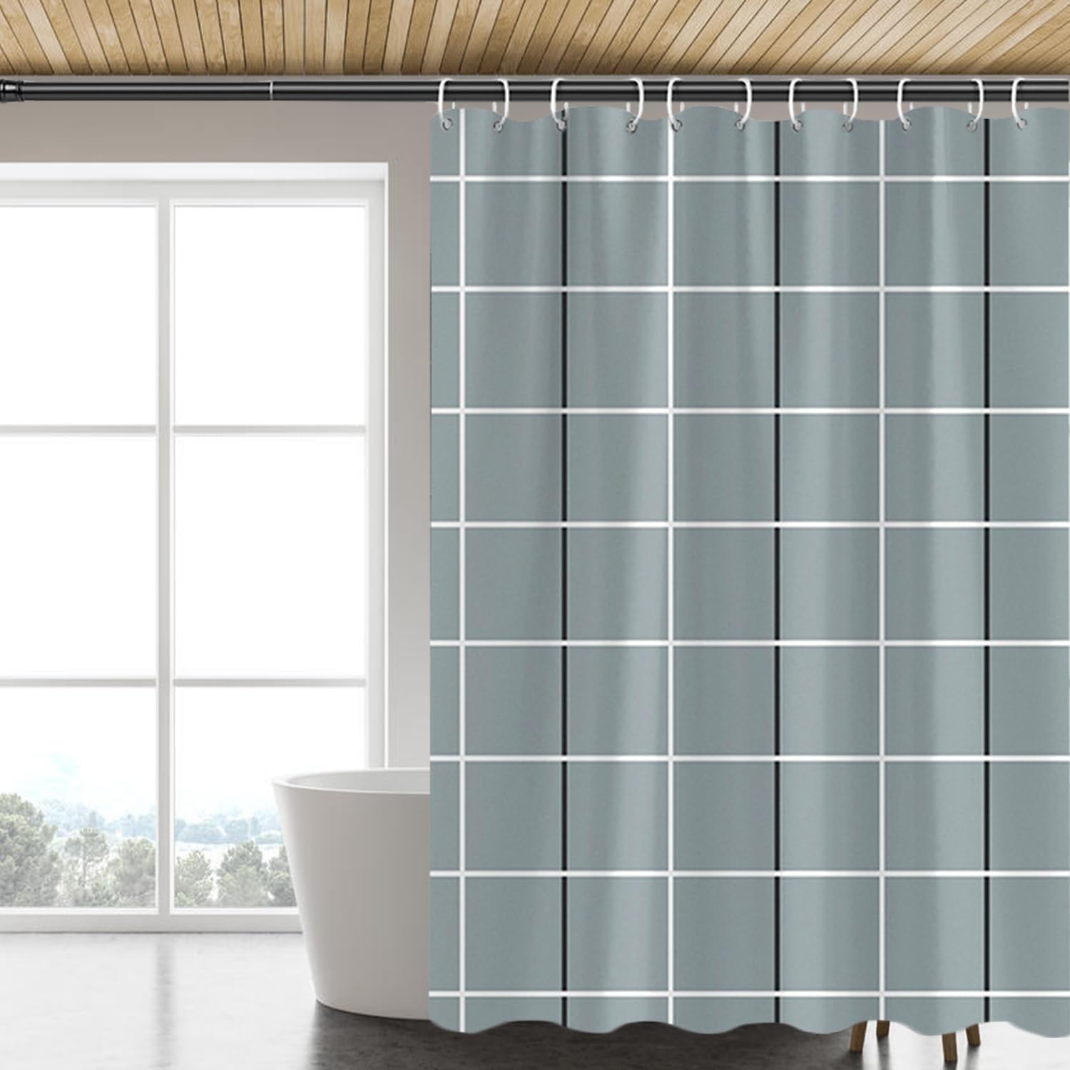 Fabric Shower Curtain Liner, Waterproof Hotel Quality, Bathroom Curtains Rust Resistant Grommets, 72 x 72 Machine Washable (Black)