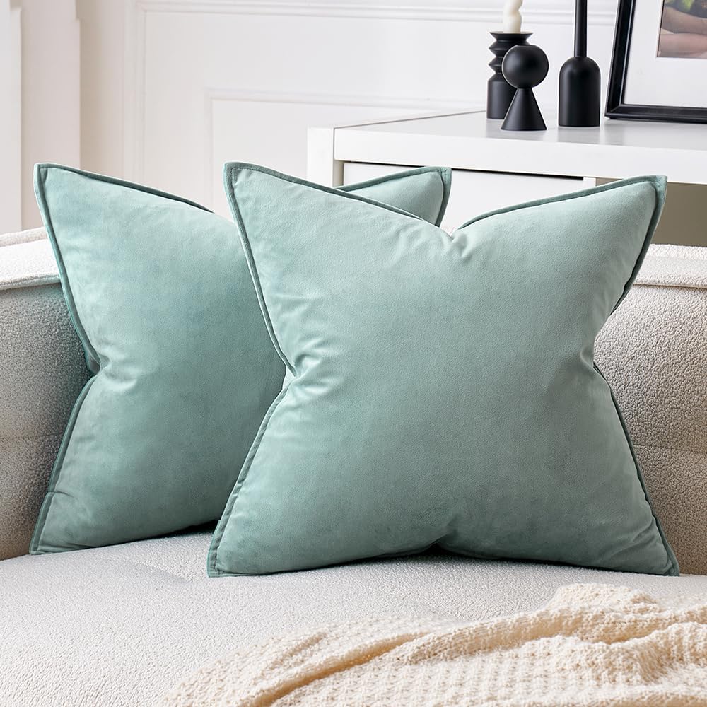 MIULEE Brown Velvet Throw Pillow Covers 20x20 Soft Decorative Solid Square Cushion Cases Pack of 2 Modern Luxury Home Decor for Couch, Sofa, Bedroom