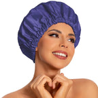 Reusable Shower Cap for Women, Large Waterproof Shower Bonnet Washable Elastic Band Bath Hair Hat for Long Hair, Braids(Pink)