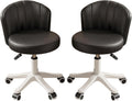Small Round Rolling Desk Chair Armless Comfy Vanity Computer Chair Height Adjustable Swivel Work Spa Chair