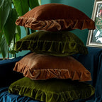 Glory Season Velvet Throw Pillow Cover Soft Decorative Luxurious Solid Square Cushion Case for Sofa Couch Bedroom Farmhouse,Pack of 2, 18 x 18 Inches, Golden Camel
