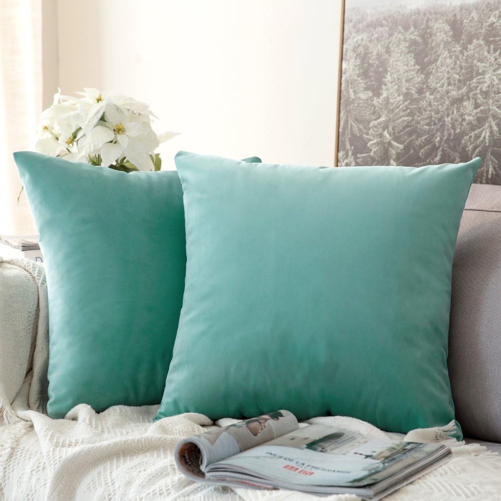 MIULEE Velvet Throw Pillow Covers 18x18 Inch, Pack of 2 - Dark Blue, Super Soft Decorative Square Cushion Cases Modern Luxury Home Decor for Sofa, Couch, Bed, Chair