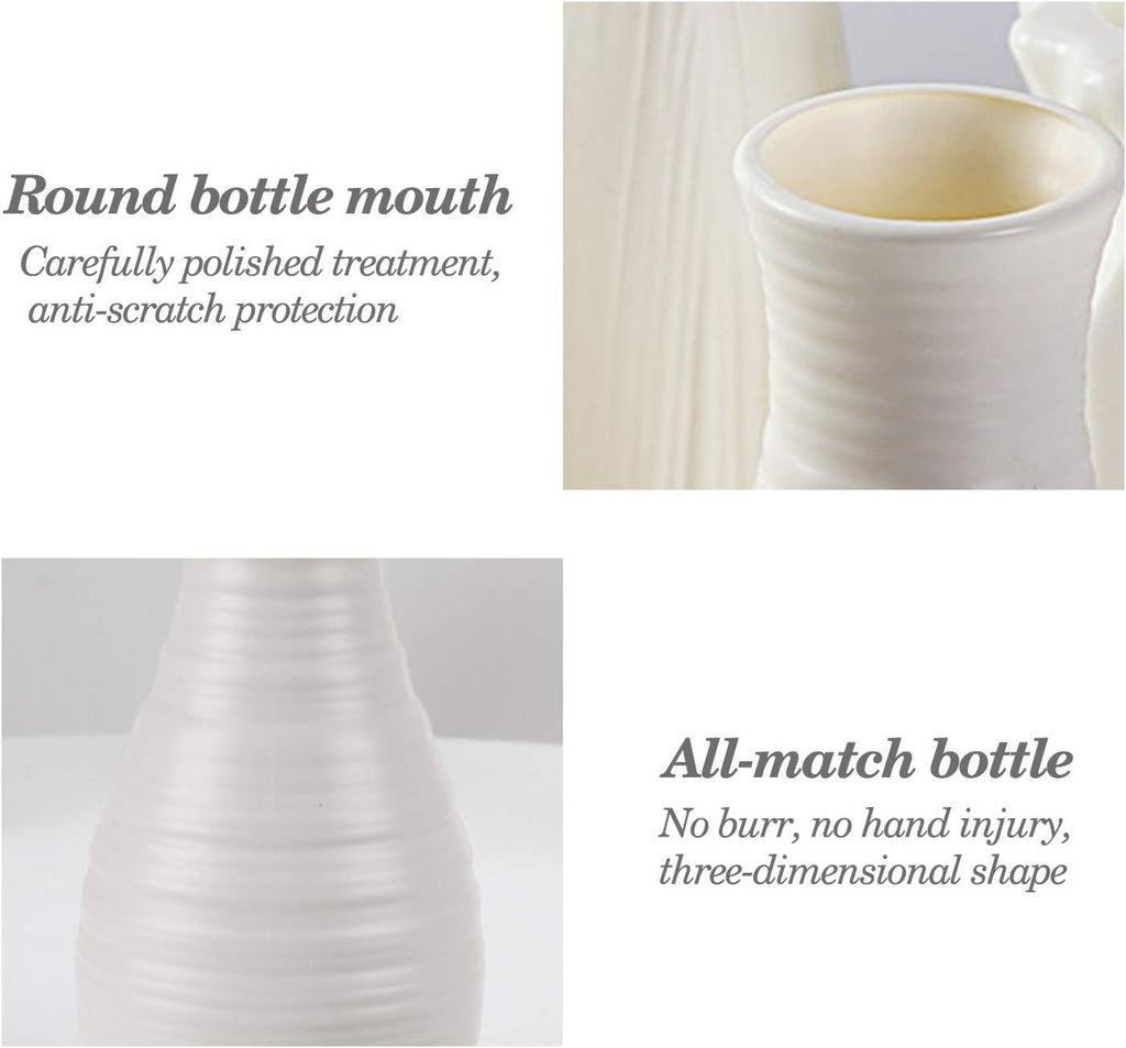 Vase for Flowers, Ceramic Look Plastic Vase for Home Decor, Living Room, Table (Seashell White)