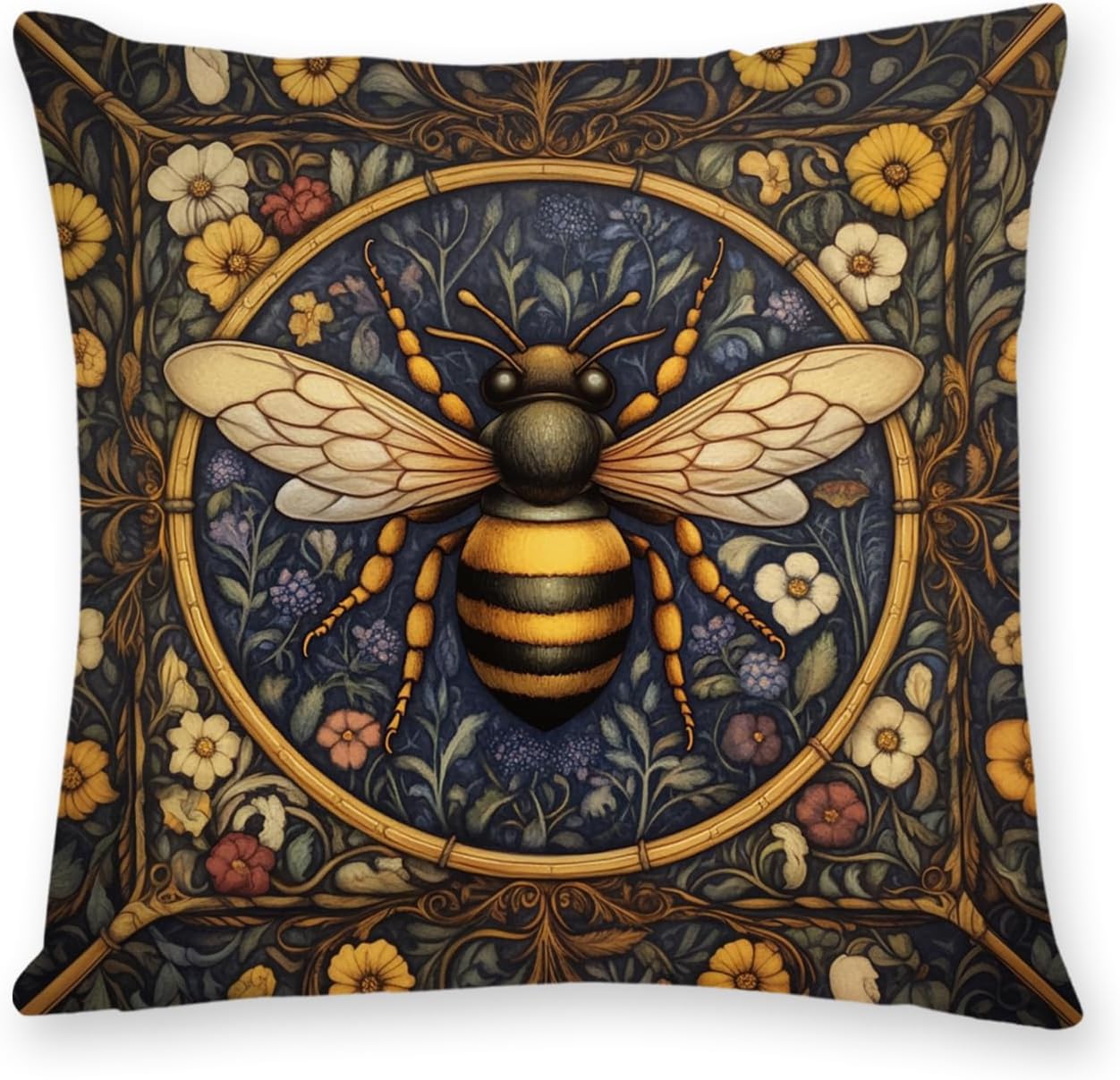 William Morris Abstract Vintage Print Floral Velvet Design Throw Pillow Covers Home Decor, Retro Art Decor Pillowcase Cushion Cover for Bed Sofa Living Room, Square 18x18inch (Black-Floral2)
